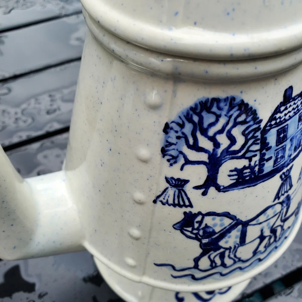 Vintage Metlox California Coffee Pot with Lid Poppy Trail Provinvial Blue